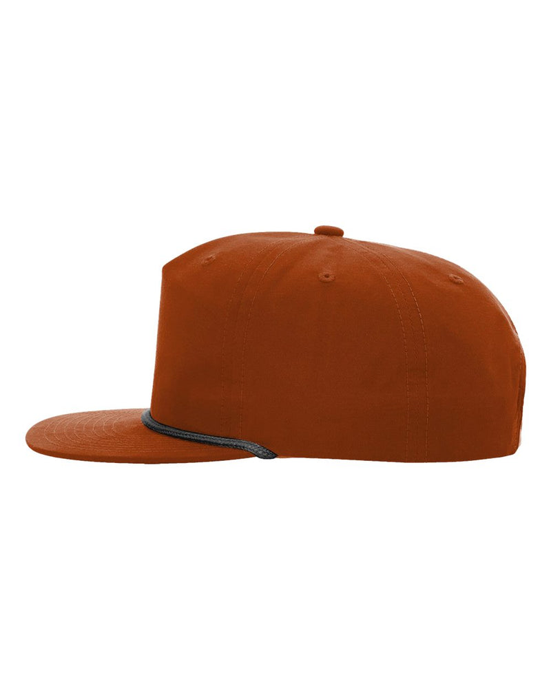 A vintage snapback hat is depicted in the image. The hat is made of high-quality, weathered denim. It features a flat brim and an adjustable strap at the back with snap fasteners.