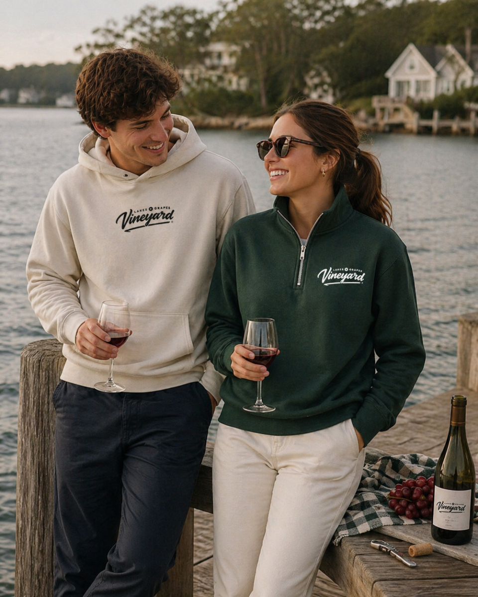 Vineyard Embroidered Quarter Zip – Lakes and Grapes