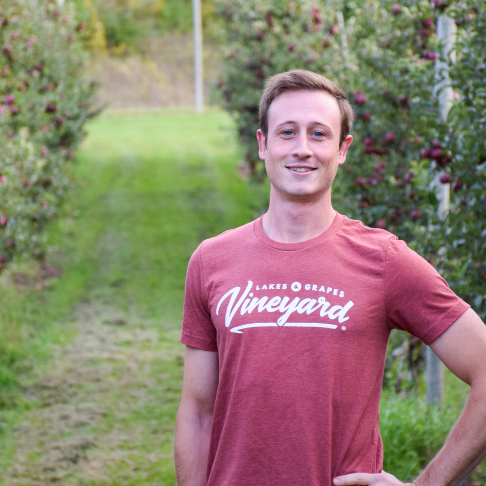 Adventure to Northern Michigan in the Fall for a wine tour and wear Lakes and Grapes Vineyard Tee- Clay