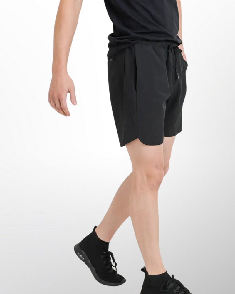This image shows our Wave Train Short. These shorts are designed for active wear and are made from a lightweight, breathable material that's perfect for outdoor activities.