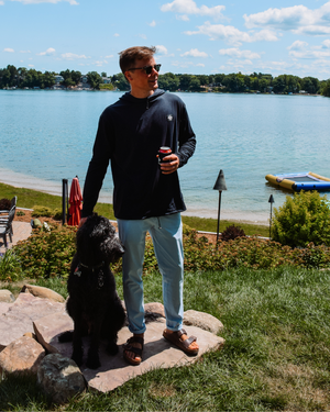 This image features the Lakes and Grapes Active Toggle Pullover.  This pullover is great for lounging and also functional enough to be worn to your next workout. 