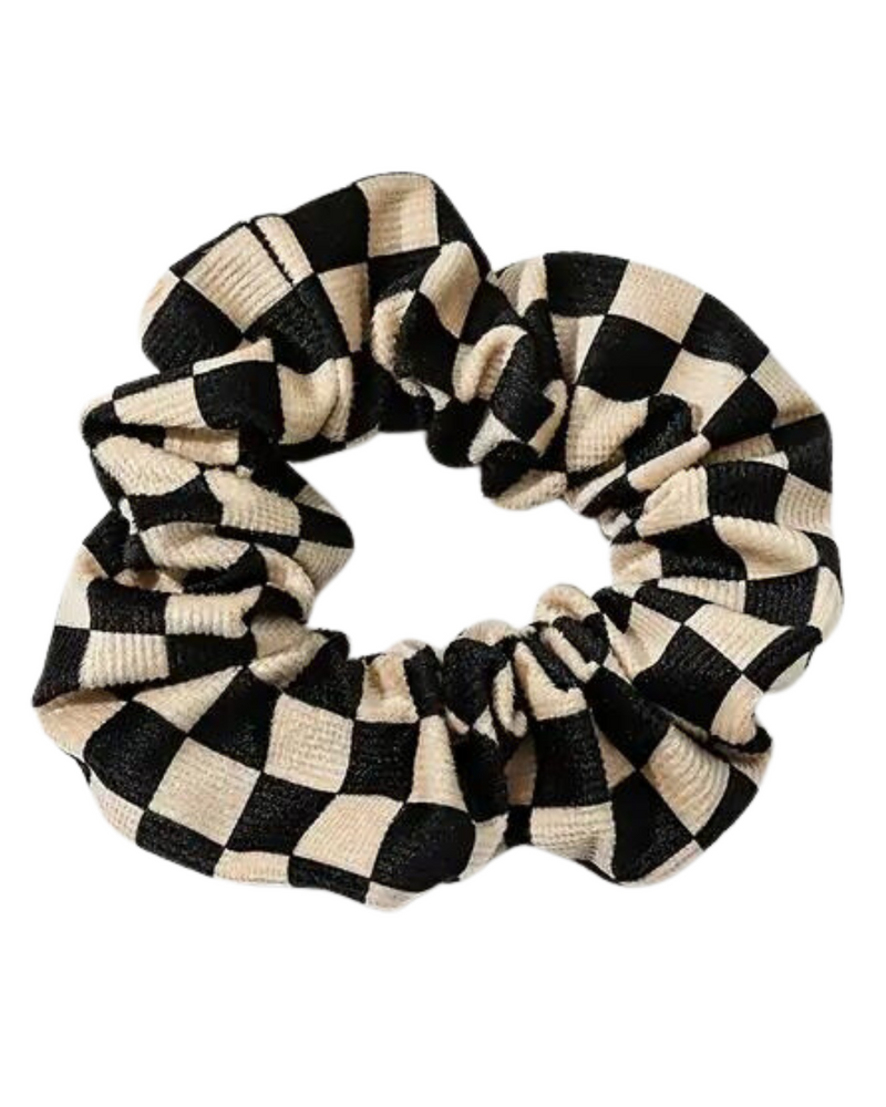 Checkered Velvet Scrunchie