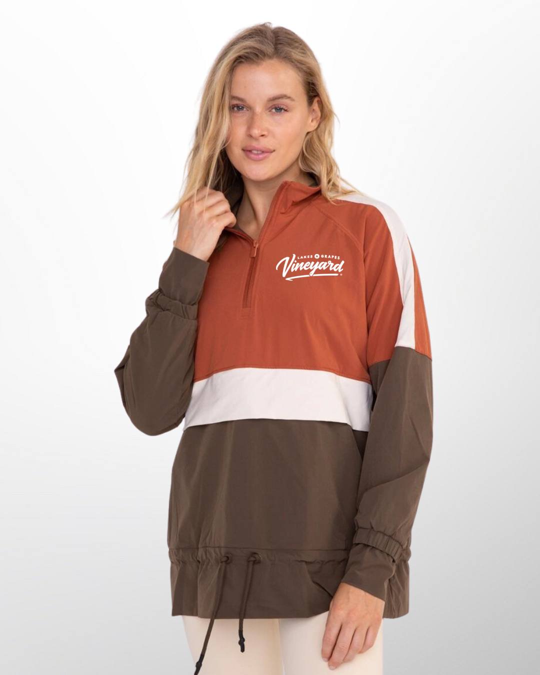 The image shows a Women's Vineyard Active Pullover, a versatile and comfortable athletic wear. The pullover features a lightweight, breathable fabric ideal for active pursuits. It has a crew neckline and long sleeves, providing full coverage and protection.