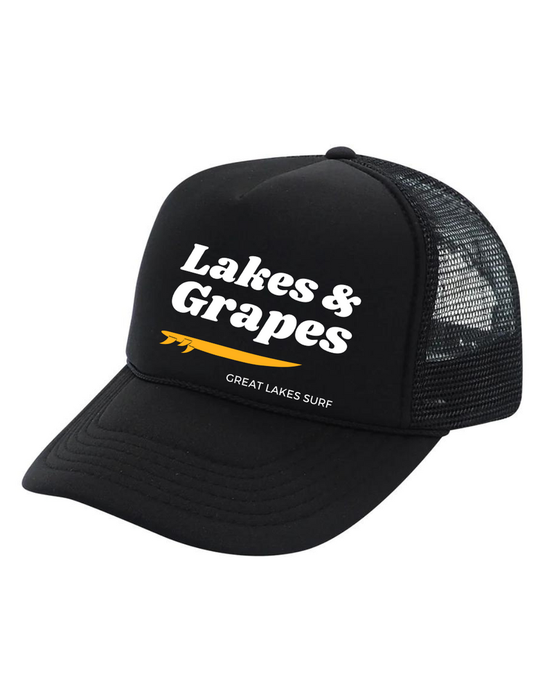 Great Lakes Angler Hat - Snapback Mesh Black & Chartreuse logo