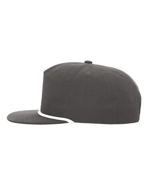 
            
                Load image into Gallery viewer, A vintage snapback hat is depicted in the image. The hat is made of high-quality, weathered denim. It features a flat brim and an adjustable strap at the back with snap fasteners.
            
        