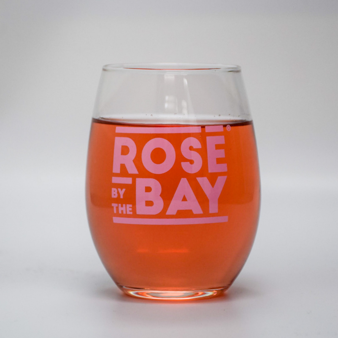 Sip wine by the beach in Traverse City from the Rosé by the Bay Stemless Glass 