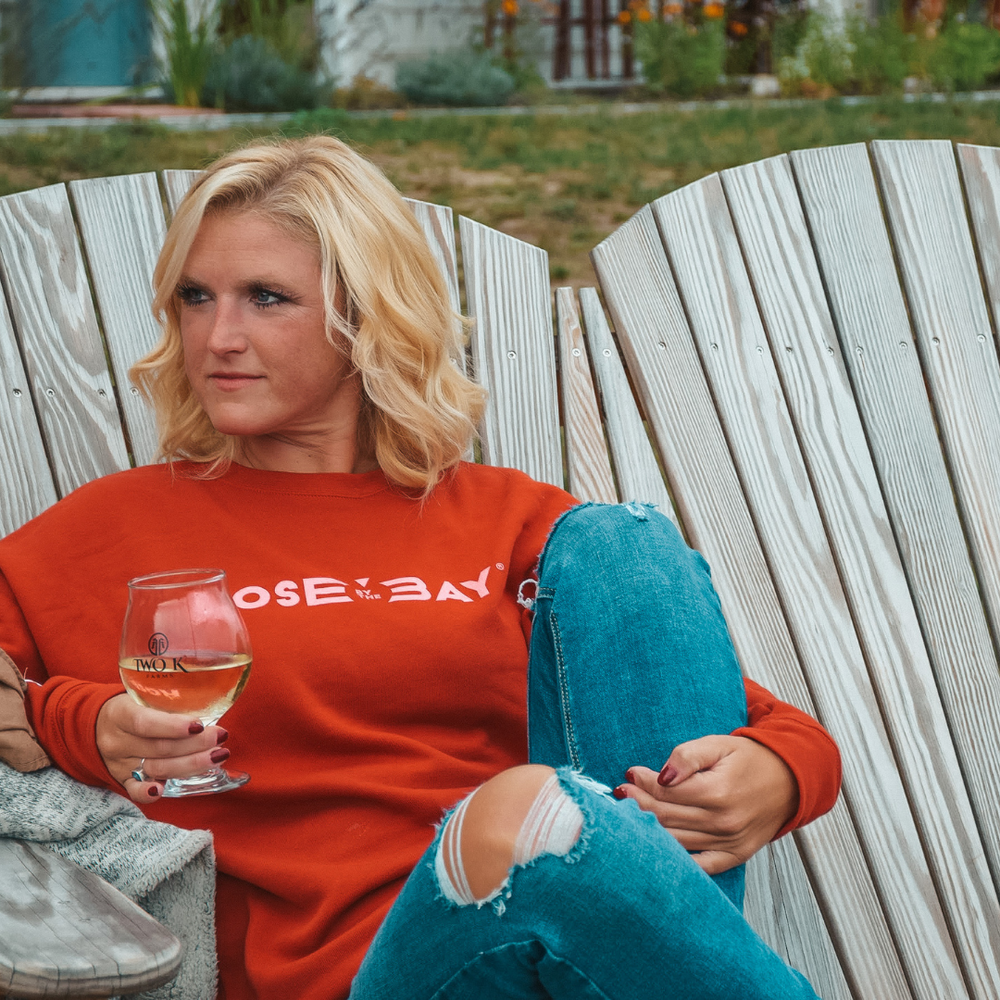 Visit Two K Farms in your Rose by the Bay Crew Sweatshirt 