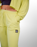 The image shows the Women’s Active Textured Joggers. These joggers are made of a comfortable, stretchy fabric designed for physical activities.