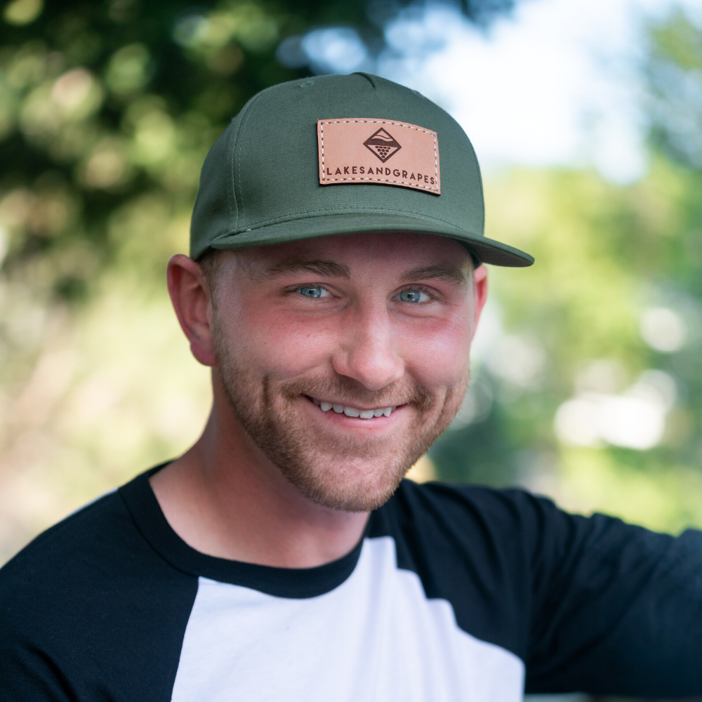 Classic Olive Leather Patch Snapback Hat