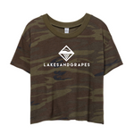 The Lakes and Grapes Women's Classic Camo Crop Tee is so soft and perfect for any occasion