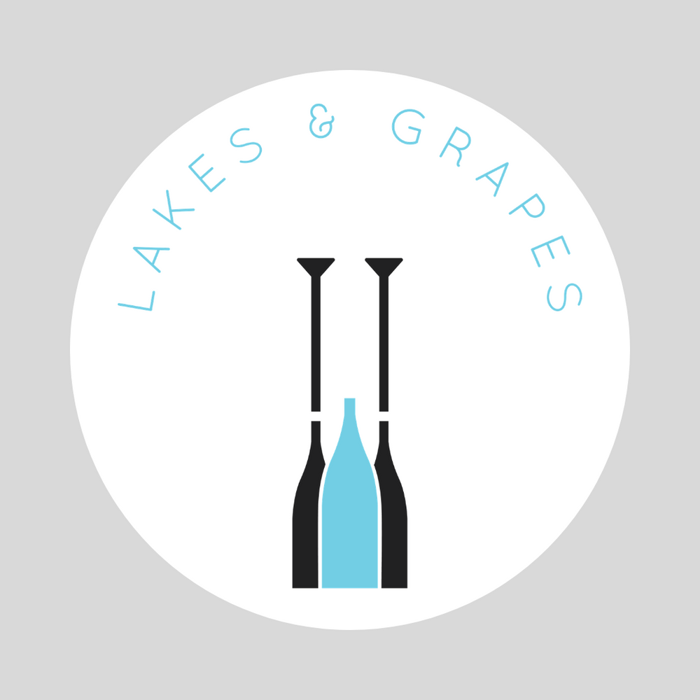 
            
                Load image into Gallery viewer, Lakes and Grapes round paddle sticker is high-quality and ready to be stuck on your water bottle.
            
        